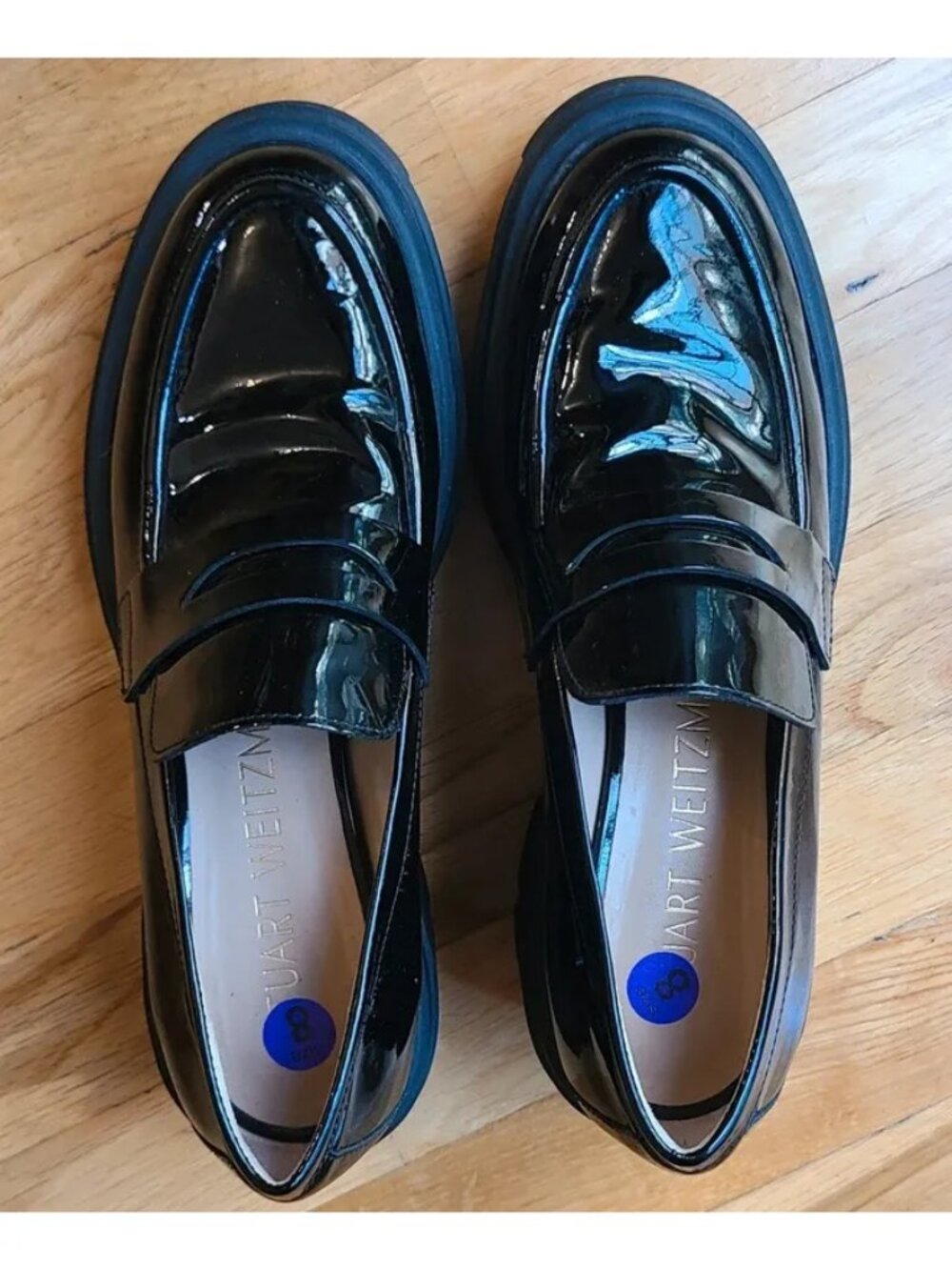 Stuart Weitzman Soho Loafer Size 8 Patent Leather Black Size Black Leather
